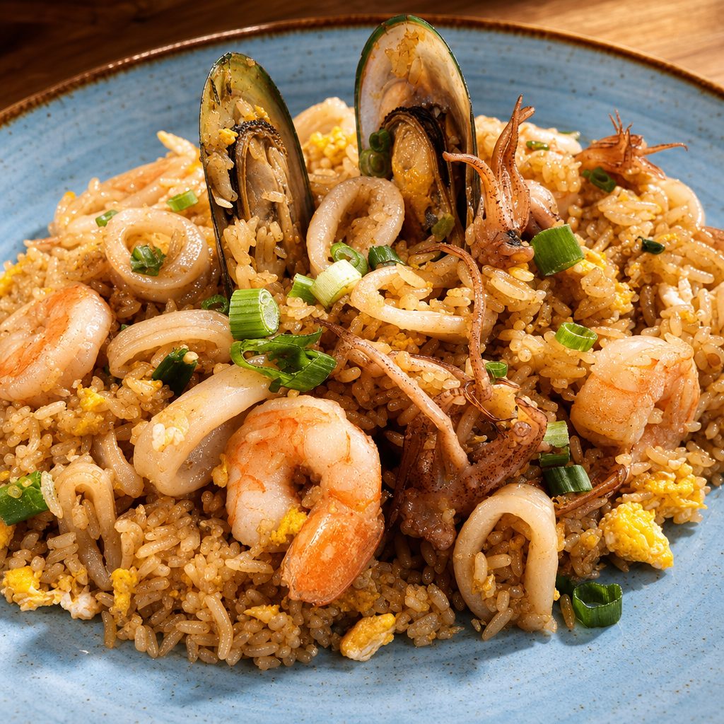 Arroz Chaufa De Mariscos.