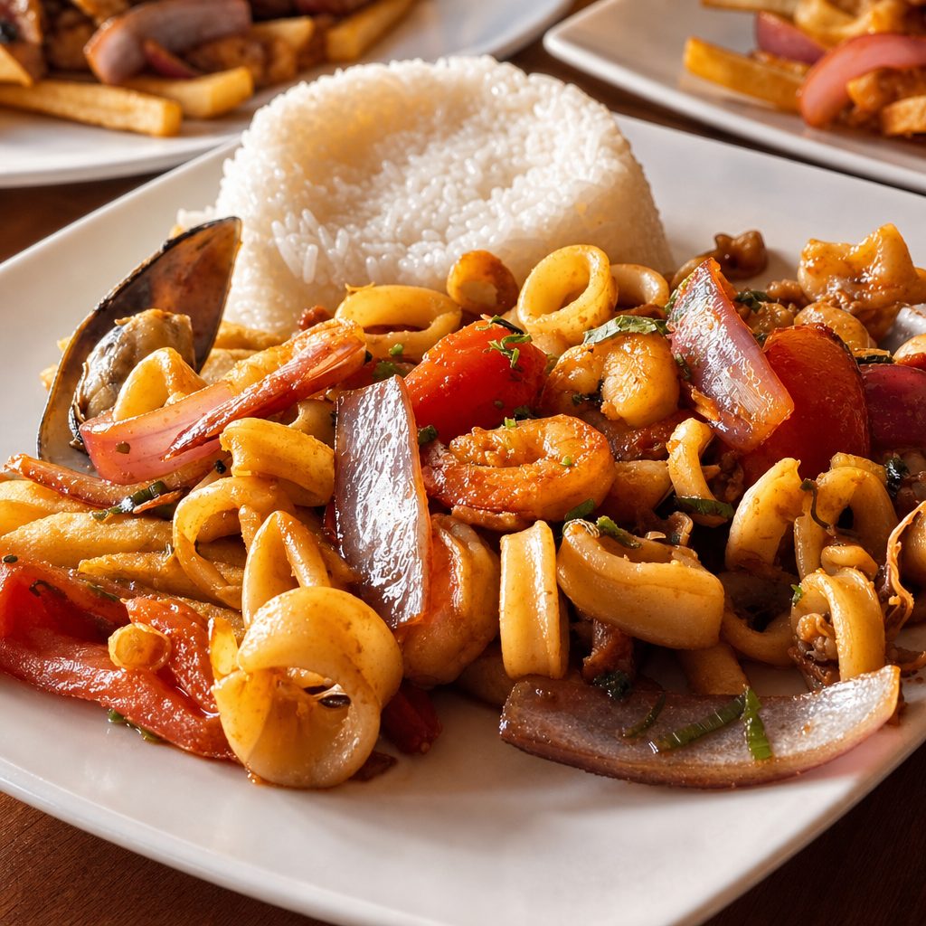 Saltado De Mariscos.