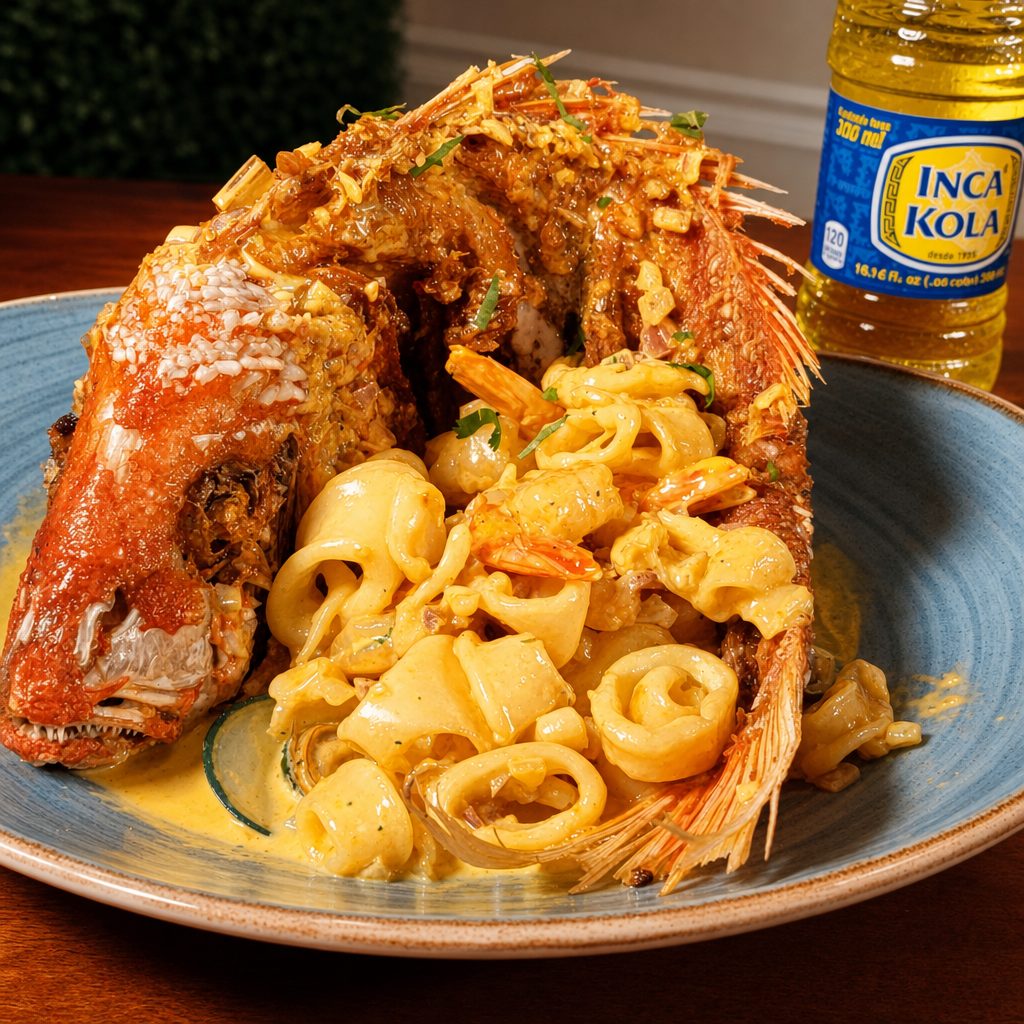 Pargo Rojo En Salsa De Mariscos.